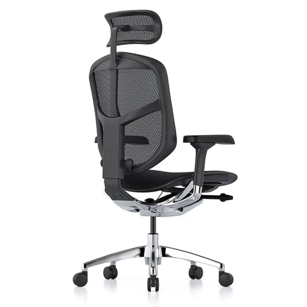 SILLA REQUIEZ ENJOY RM - 9101NG | Silla Ejecutiva | Base 5 Puntas Aluminio | Respaldo Mesh | Ergonómico | Negro | Interior - RM - 9101/NG - REQUIEZ - NOGAL BEAT - Sillas de oficina