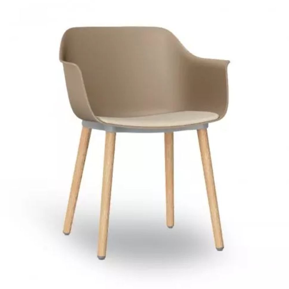 SILLA RESOL SHAPE MADERA UPHOLSTERED SEAT PAD | Silla Ocasional | Polipropileno | Fibra Vidrio | Patas Madera | Protección UV | Tapizada | Interior + Exterior - 86707 - Resol - NOGAL BEAT - Definir