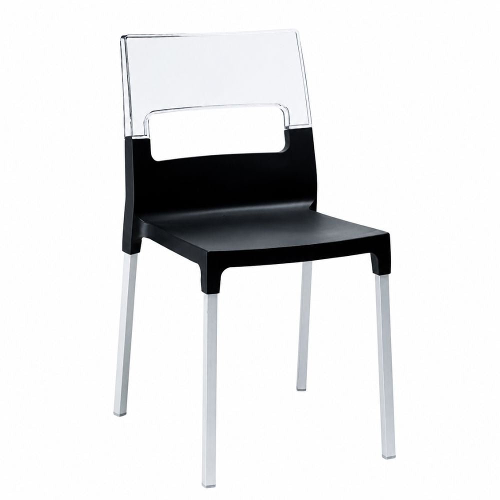 Silla Respaldo Transparente - LABENZE DIVA 155-07110 - Varios Colores - Reforzado con Fibra de Vidrio y Patas de Aluminio Cuadrado - 155-07110 - Labenze - NOGAL BEAT - Silla Comercial Interior