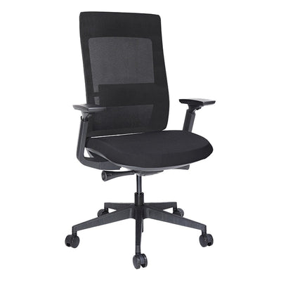Silla Semi Ejecutiva de Oficina Privada - GEBESA QUO - Negro - Respaldo en Malla con Soporte Lumbar Ajustable - GDOH803QUN - GEBESA - NOGAL BEAT - Silla Ejecutiva