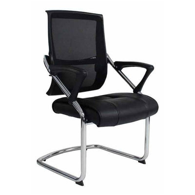 SILLA TECHNO LEVEL VISITA Negro | Silla para Visita Consultorio Empresa Instituto Uso Ocasional Salas de Espera Vestibulo para Visitas | Base Trineo Cromado | Negro | Technoleather | Interior - LEVEL VISITA Negro - Techno - NOGAL BEAT - Silla para oficina