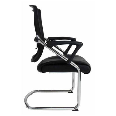 SILLA TECHNO LEVEL VISITA Negro | Silla para Visita Consultorio Empresa Instituto Uso Ocasional Salas de Espera Vestibulo para Visitas | Base Trineo Cromado | Negro | Technoleather | Interior - LEVEL VISITA Negro - Techno - NOGAL BEAT - Silla para oficina