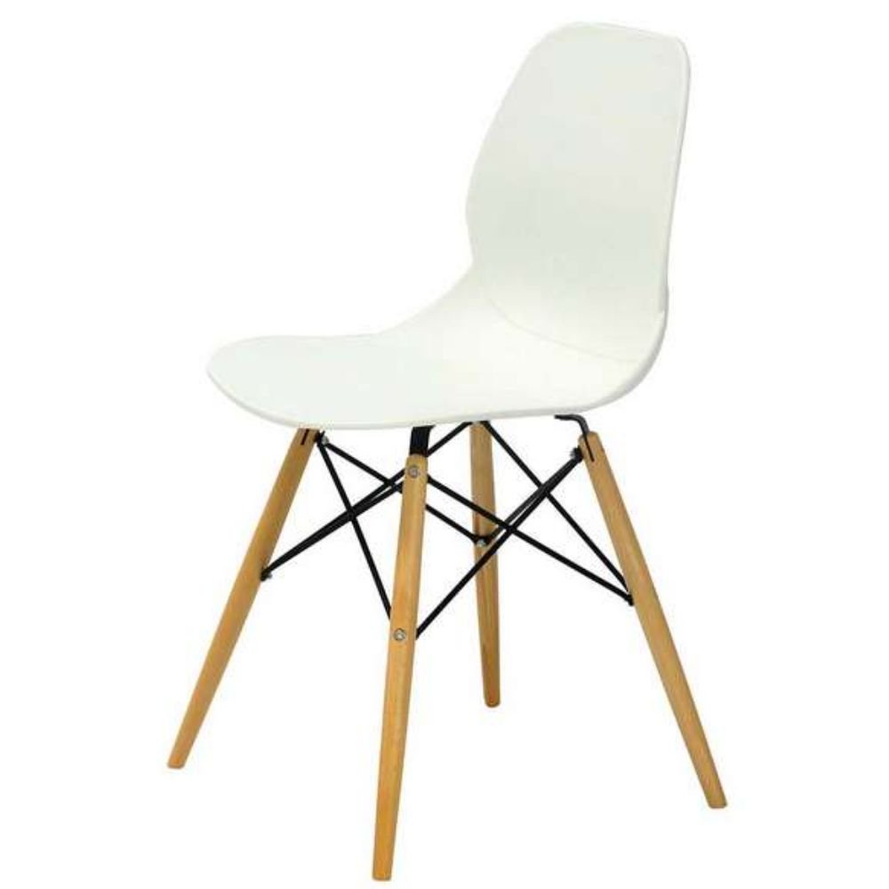 SILLA TECHNO ROW | Silla Decorativa Estudio | Base 4 Puntas Madera | Varios Colores | Concha en Polipropileno | Interior - ROW Blanco - Techno - NOGAL BEAT - Sillas