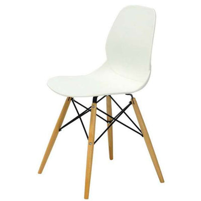 SILLA TECHNO ROW | Silla Decorativa Estudio | Base 4 Puntas Madera | Varios Colores | Concha en Polipropileno | Interior - ROW Blanco - Techno - NOGAL BEAT - Sillas