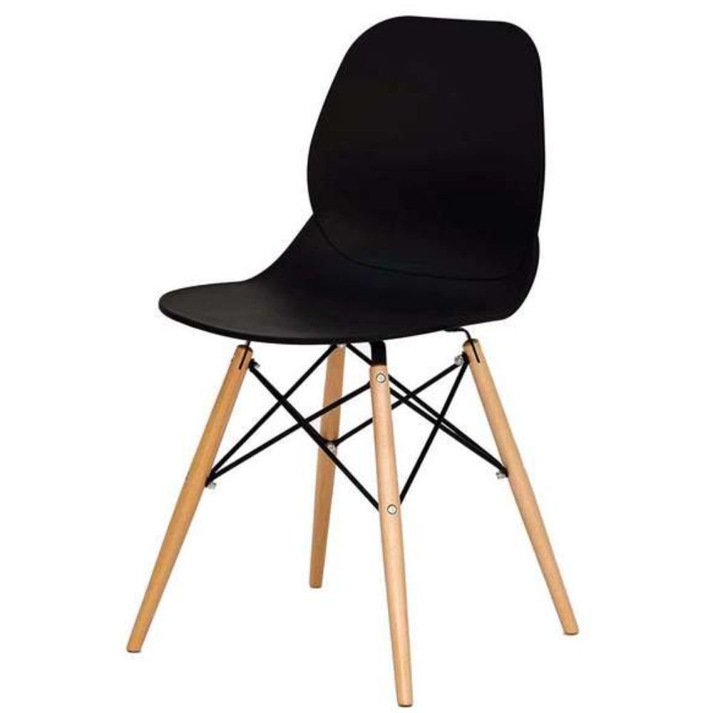 SILLA TECHNO ROW | Silla Decorativa Estudio | Base 4 Puntas Madera | Varios Colores | Concha en Polipropileno | Interior - ROW Negro - Techno - NOGAL BEAT - Sillas