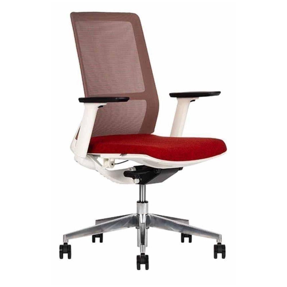 SILLA TECHNO SENSE WHITE RESPALDO BAJO | Silla Operativa Reuniones Salas de Juntas Juntas Administración | Base Estrella Aluminio con Rodajas | Varios Colores | Sensemesh | Interior - SENSE WHITE RESPALDO BAJO Addison - Techno - NOGAL BEAT - Silla para oficina