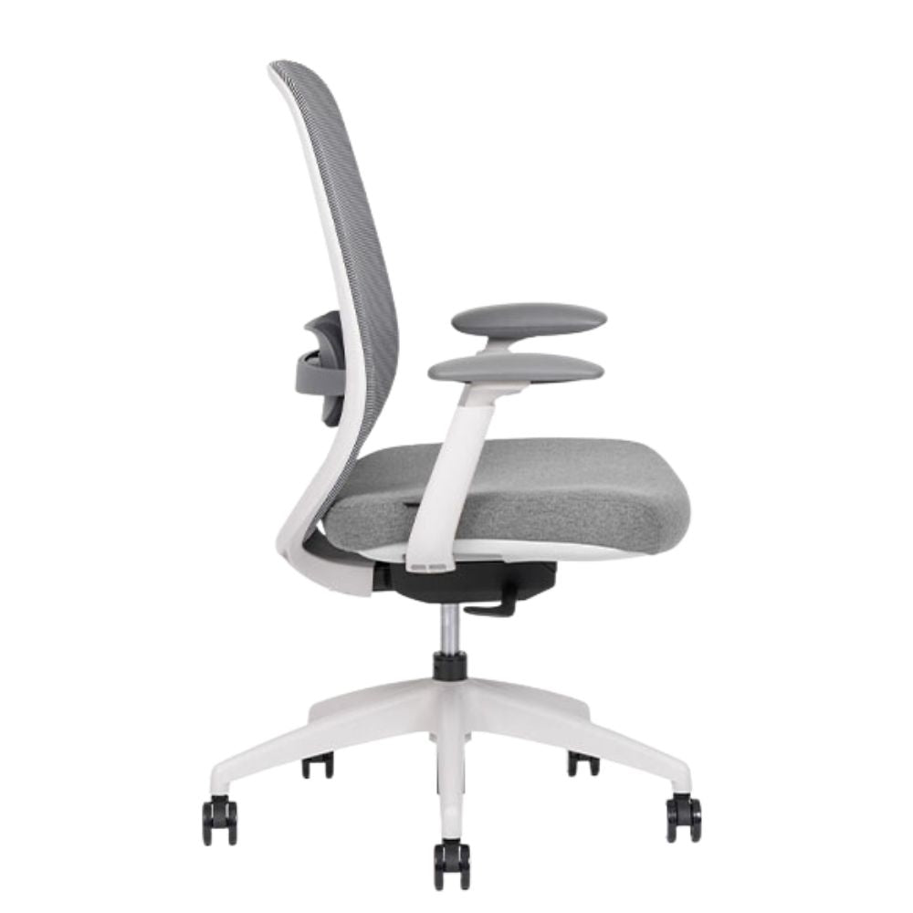 SILLA TECHNO SPIRIT EXPRESS WHITE RESPALDO BAJO | Silla Operativa para Oficina | Tapizado Tela | Base Nylon 5 puntas | Interior - Spirit Express White Respaldo Bajo - Techno - NOGAL BEAT - silla