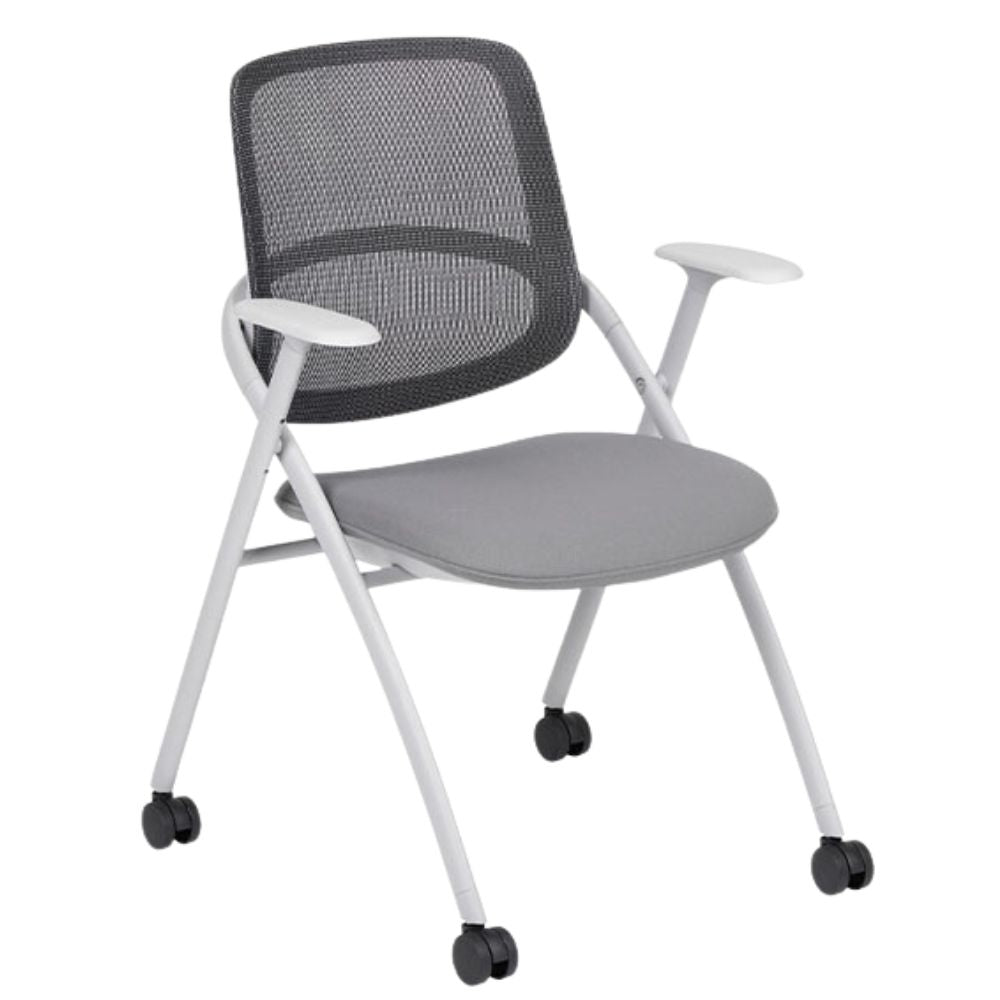 SILLA TECHNO TRACK RODAJAS GRIS | Silla Sala de Juntas Oficina | Poliuretano Inyectado | Estructura Plegable | Interior - TRACK RODAJAS GRIS Tela Importacion - Techno - NOGAL BEAT - silla