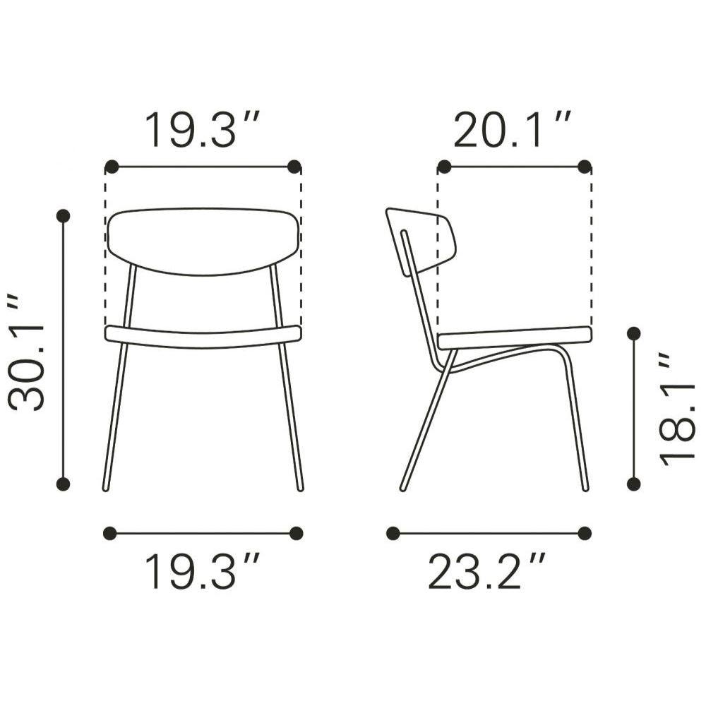 SILLA ZUO CHARON | Silla de Comedor | Marrón | Cuero Sintético 100 % Poliuretano | Madera Contrachapada Acero Recubierto de Polvo | Interior - 110258 - Zuo - NOGAL BEAT - silla