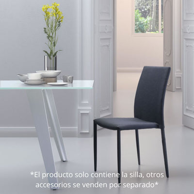 SILLA ZUO CONFIDENCE | Silla para Comedor | Base Acero | Negro | Tejido 100% Poliéster Madera | Interior - 100243 - Zuo - NOGAL BEAT - Sillas