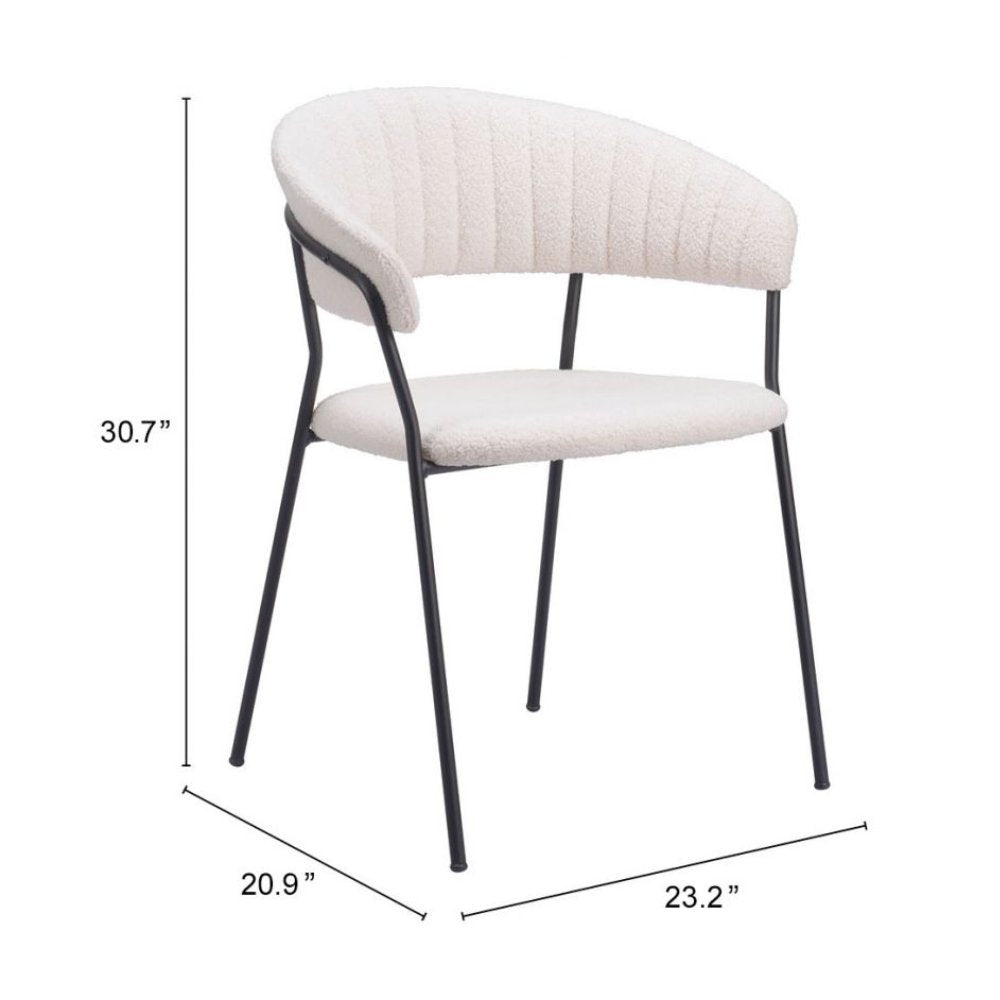 SILLA ZUO JOSEPHINE | Silla de Comedor | Beige Blanco | Tejido Estilo Piel de Oveja 100 % Poliéster | Madera Contrachapada Acero Recubierto de Polvo | Interior - 109669 - Zuo - NOGAL BEAT - silla