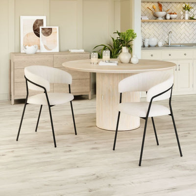 SILLA ZUO JOSEPHINE | Silla de Comedor | Beige Blanco | Tejido Estilo Piel de Oveja 100 % Poliéster | Madera Contrachapada Acero Recubierto de Polvo | Interior - 109669 - Zuo - NOGAL BEAT - silla