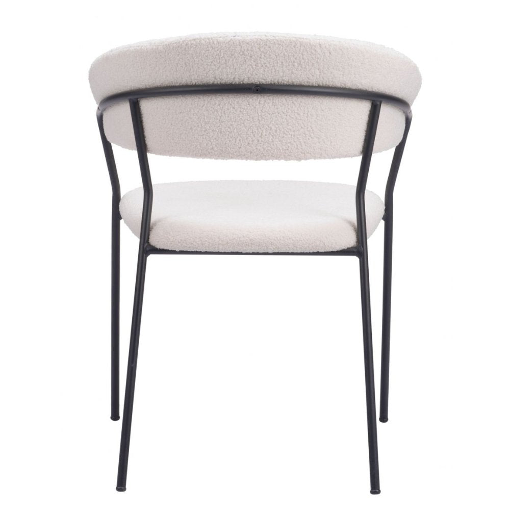 SILLA ZUO JOSEPHINE | Silla de Comedor | Beige Blanco | Tejido Estilo Piel de Oveja 100 % Poliéster | Madera Contrachapada Acero Recubierto de Polvo | Interior - 109669 - Zuo - NOGAL BEAT - silla