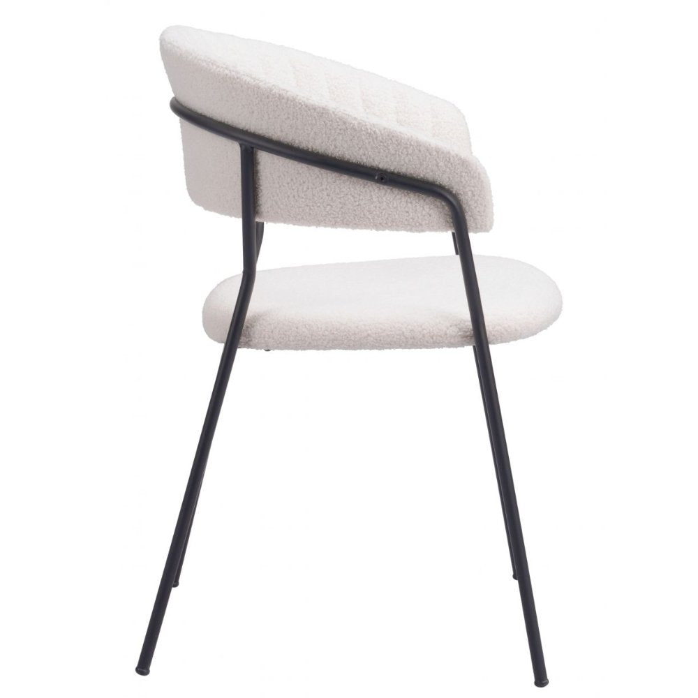 SILLA ZUO JOSEPHINE | Silla de Comedor | Beige Blanco | Tejido Estilo Piel de Oveja 100 % Poliéster | Madera Contrachapada Acero Recubierto de Polvo | Interior - 109669 - Zuo - NOGAL BEAT - silla