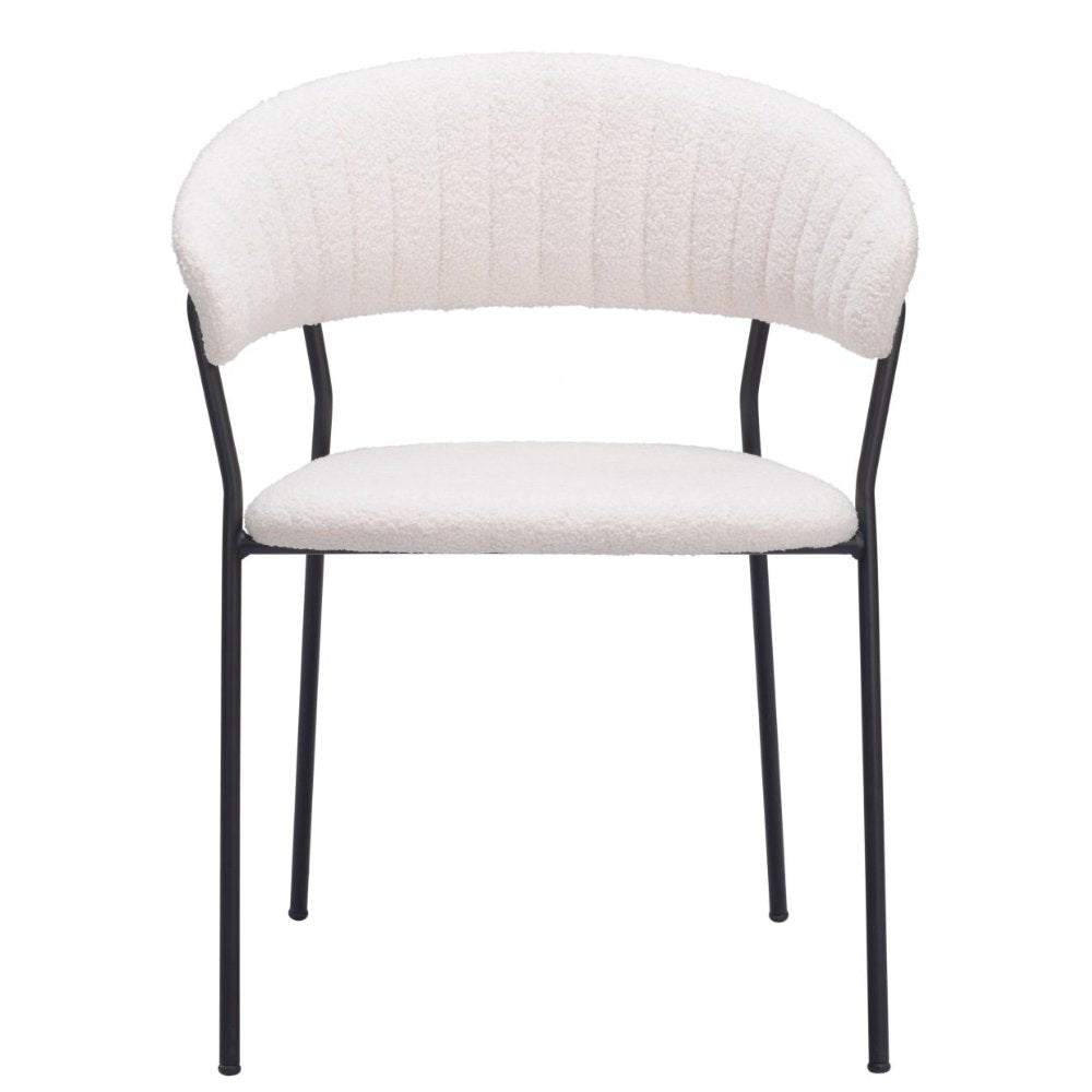 SILLA ZUO JOSEPHINE | Silla de Comedor | Beige Blanco | Tejido Estilo Piel de Oveja 100 % Poliéster | Madera Contrachapada Acero Recubierto de Polvo | Interior - 109669 - Zuo - NOGAL BEAT - silla