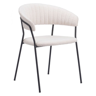 SILLA ZUO JOSEPHINE | Silla de Comedor | Beige Blanco | Tejido Estilo Piel de Oveja 100 % Poliéster | Madera Contrachapada Acero Recubierto de Polvo | Interior - 109669 - Zuo - NOGAL BEAT - silla