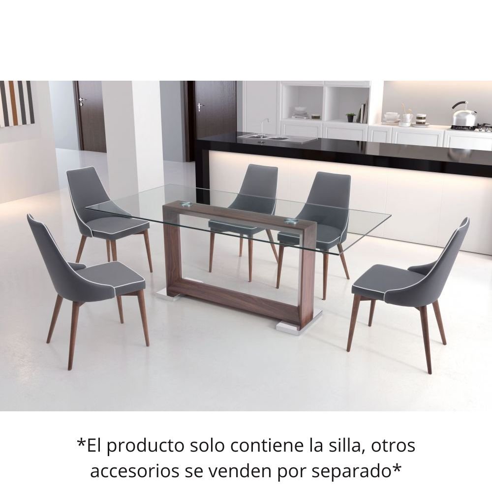 SILLA ZUO MOOR | Silla para Comedor | Base Madera Abedul | Gris | Polipiel 100% Poliuretano | Interior - 100278 - Zuo - NOGAL BEAT - Sillas