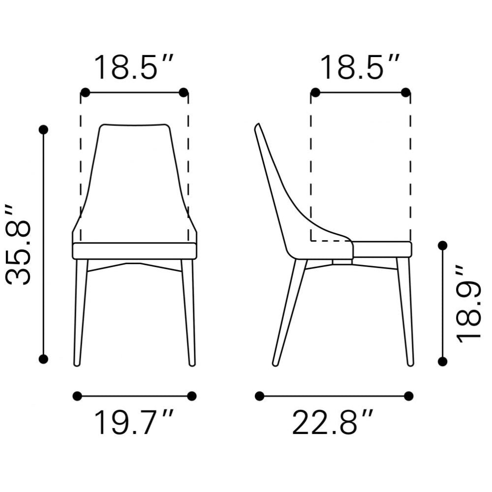 SILLA ZUO MOOR | Silla para Comedor | Base Madera Abedul | Gris | Polipiel 100% Poliuretano | Interior - 100278 - Zuo - NOGAL BEAT - Sillas