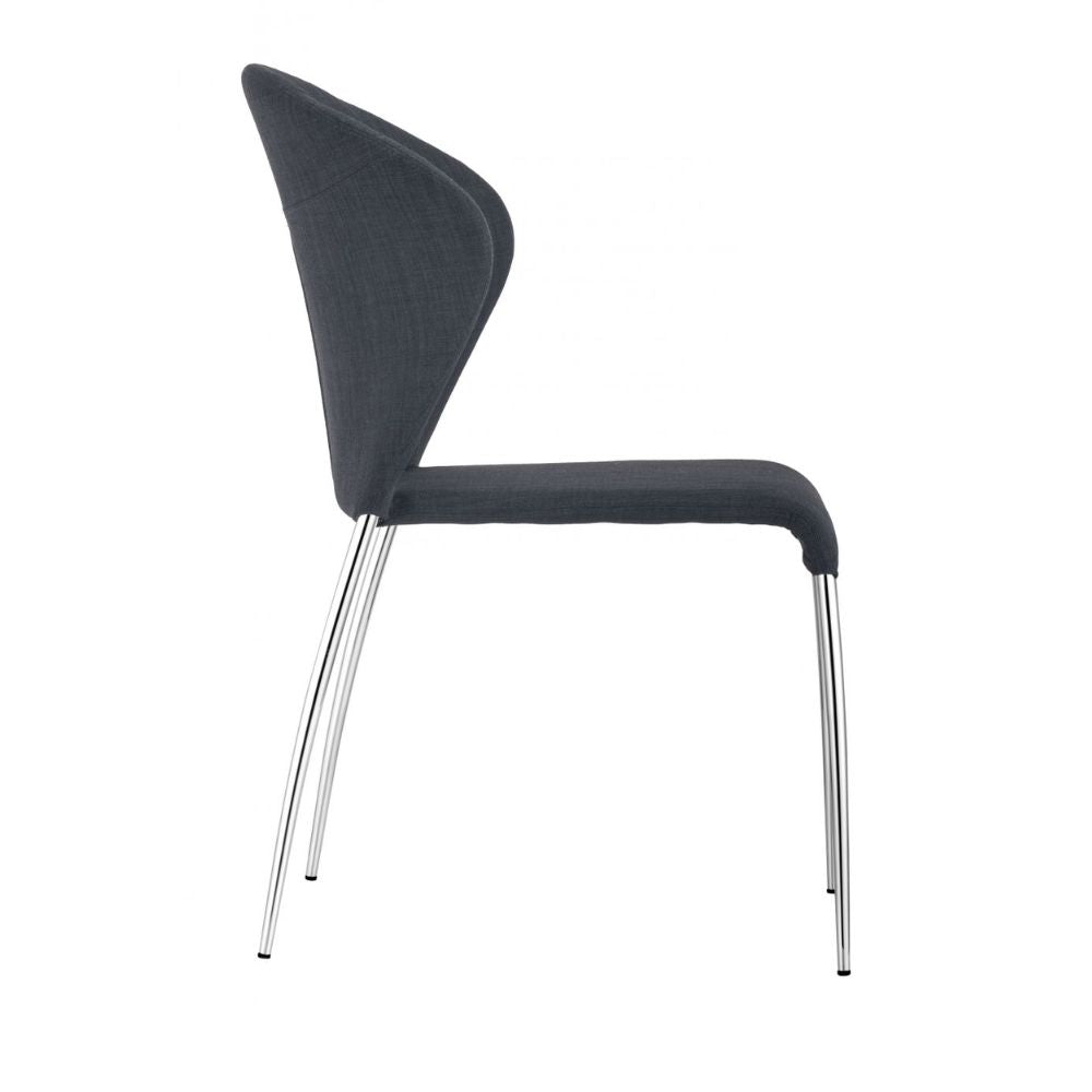 SILLA ZUO OULU | Silla Moderna para Comedor | Base Acero Cromado | Gris | Tejido 100% Poliéster | Interior - 100042 - Zuo - NOGAL BEAT - Sillas