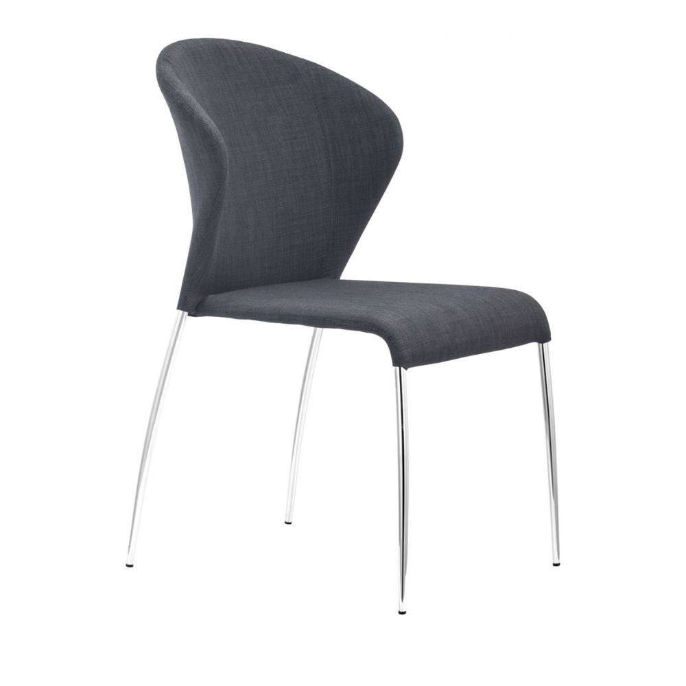 SILLA ZUO OULU | Silla Moderna para Comedor | Base Acero Cromado | Gris | Tejido 100% Poliéster | Interior - 100042 - Zuo - NOGAL BEAT - Sillas