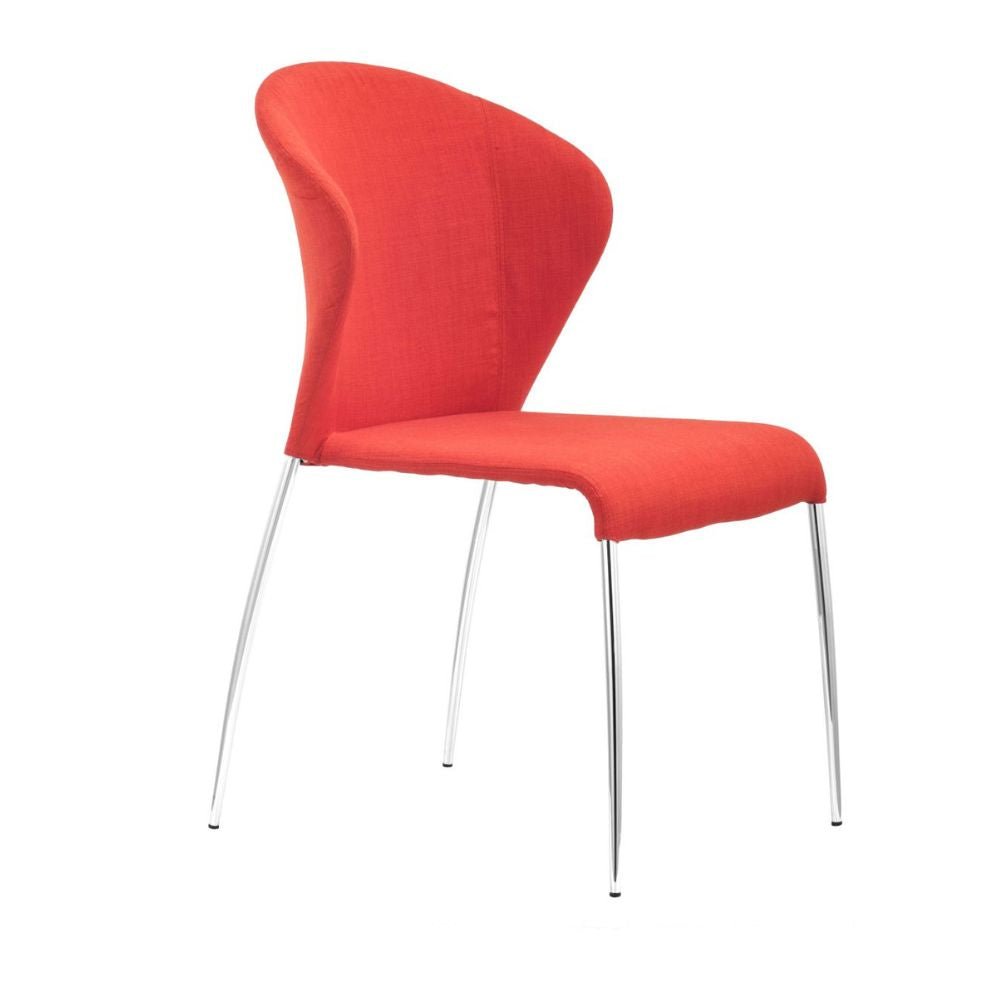 SILLA ZUO OULU | Silla Moderna para Comedor | Base Acero Cromado | Naranja | Tejido 100% Poliéster | Interior - 100041 - Zuo - NOGAL BEAT - Sillas