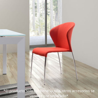 SILLA ZUO OULU | Silla Moderna para Comedor | Base Acero Cromado | Naranja | Tejido 100% Poliéster | Interior - 100041 - Zuo - NOGAL BEAT - Sillas