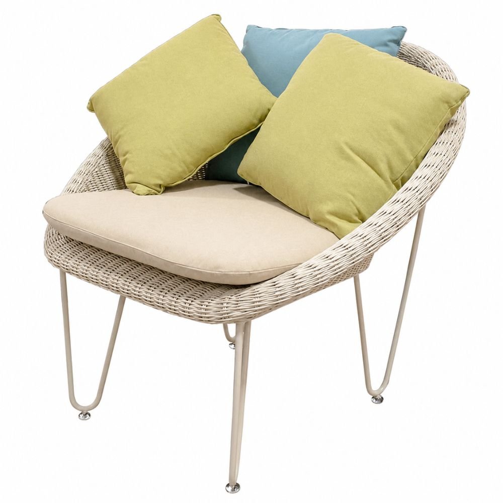 Sillón de Intemperie para Zona de Terraza - NOGAL BEAT SCUOL - Beige - Aluminio y Polyrattan - SILLÓN SCUOL Beige - CAMCO - NOGAL BEAT - Sofá de Terraza