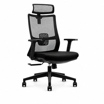 Sillón de Oficina Ejecutivo con Cabecera Ajustable - VERSA ALTUS MAGNI CABECERA - Estructura Aluminio - Mecanismo Reclinable con Bloqueo en Tres Posiciones - AL-2641 - VERSA - NOGAL BEAT - Silla Ejecutiva