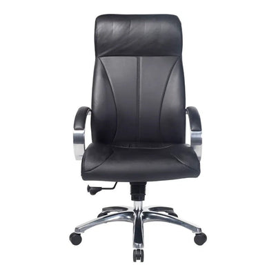 Sillón de Oficina Ejecutivo Respaldo Alto - VERSA ALTUS AVANTI - Estructura Aluminio - Asiento y Respaldo Tapizado en Piel Espuma Pu - AL-250 - VERSA - NOGAL BEAT - Silla Directiva