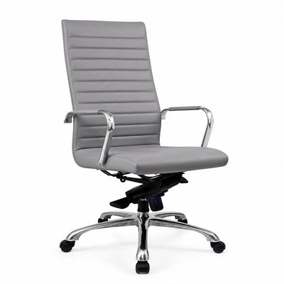 Sillón de Oficina Ejecutivo Respaldo Alto - VERSA ALTUS - Estructura Aluminio - Asiento y Respaldo Tapizado en Pu Gris - AL-651G - VERSA - NOGAL BEAT - Silla Directiva