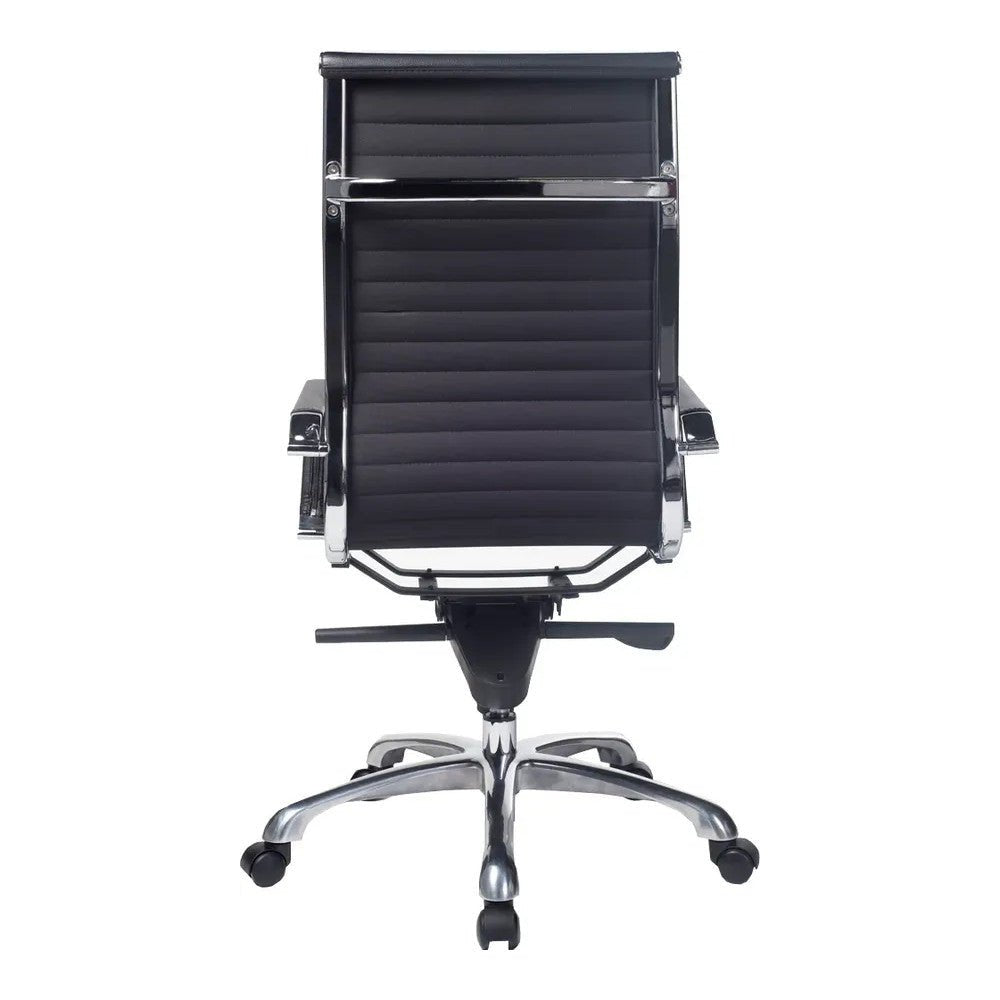Sillón de Oficina Ejecutivo Respaldo Alto - VERSA ALTUS - Estructura Aluminio - Asiento y Respaldo Tapizado en Pu Negro - AL-651N - VERSA - NOGAL BEAT - Silla Directiva