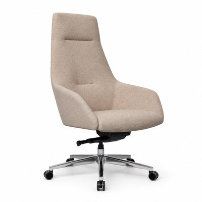 Sillón de Oficina Ejecutivo Respaldo Alto - VERSA ALTUS KENT - Estructura Aluminio - Asiento/respaldo con Espuma Pu Tapizado - AL-662S - VERSA - NOGAL BEAT - Silla Directiva
