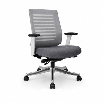 Sillón de Oficina Ejecutivo Respaldo Medio - VERSA ALTUS CELLA EJECUTIVO - Gris Blanco - Asiento en Pu Inyectado Retardante de Flama 60kg/m3 - AL-282 - VERSA - NOGAL BEAT - Silla Ejecutiva