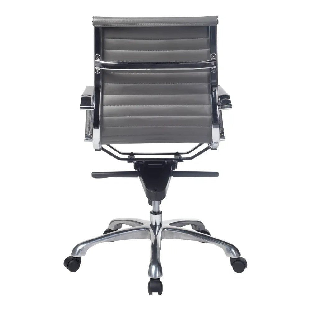 Sillón de Oficina Ejecutivo Respaldo Medio - VERSA ALTUS - Estructura Aluminio - Asiento y Respaldo Tapizado en Pu Gris - AL-652G - VERSA - NOGAL BEAT - Silla Ejecutiva