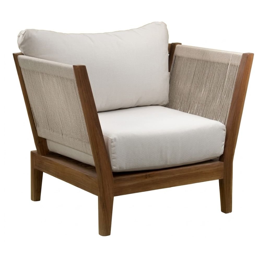 Sillón de Terraza para Áreas de Estar - NOGAL BEAT CORDELIA - Beige - Teca y Cuerda - SILLÓN CORDELIA Beige - CAMCO - NOGAL BEAT - Sofá de Terraza