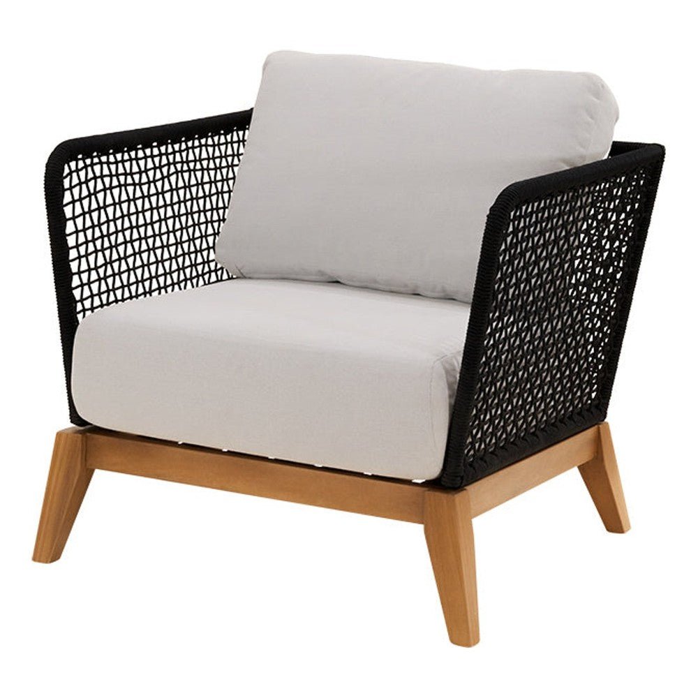 Sillón de Terraza para Áreas de Estar - NOGAL BEAT MARSELLA - Negro - Teca, Aluminio y Cuerda - SILLÓN MARSELLA Negro - CAMCO - NOGAL BEAT - Sofá de Terraza