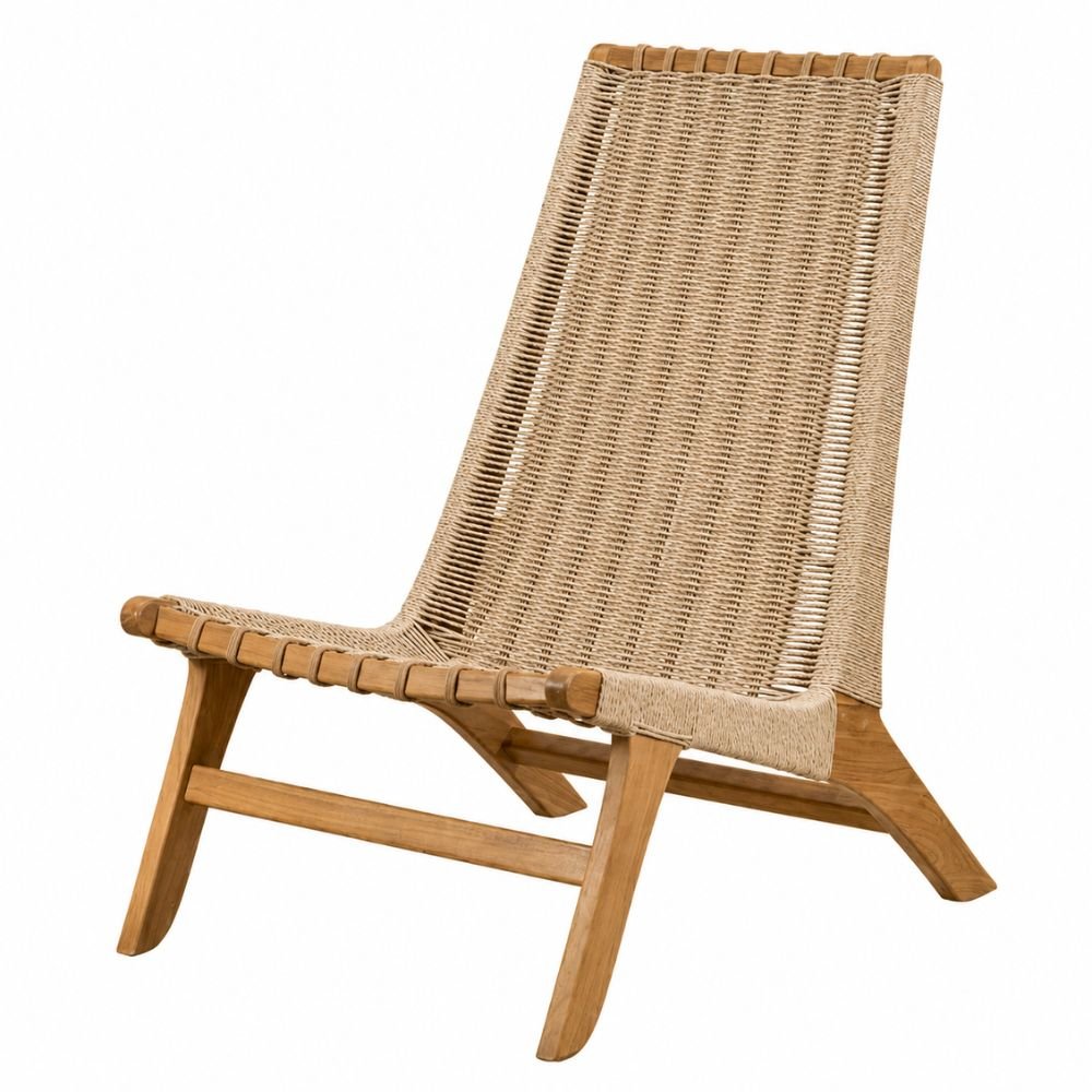 Sillón de Terraza para Áreas de Estar - NOGAL BEAT TEPIC - Beige - Madera Teca y Cuerda - SILLÓN TEPIC Beige - CAMCO - NOGAL BEAT - Sofá de Terraza
