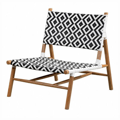 Sillón de Terraza para Cafetería - NOGAL BEAT ELIAS - Varios Colores - Madera Teca y Polyrattan - SILLÓN ELIAS Blanco y negro - CAMCO - NOGAL BEAT - Sofá de Terraza