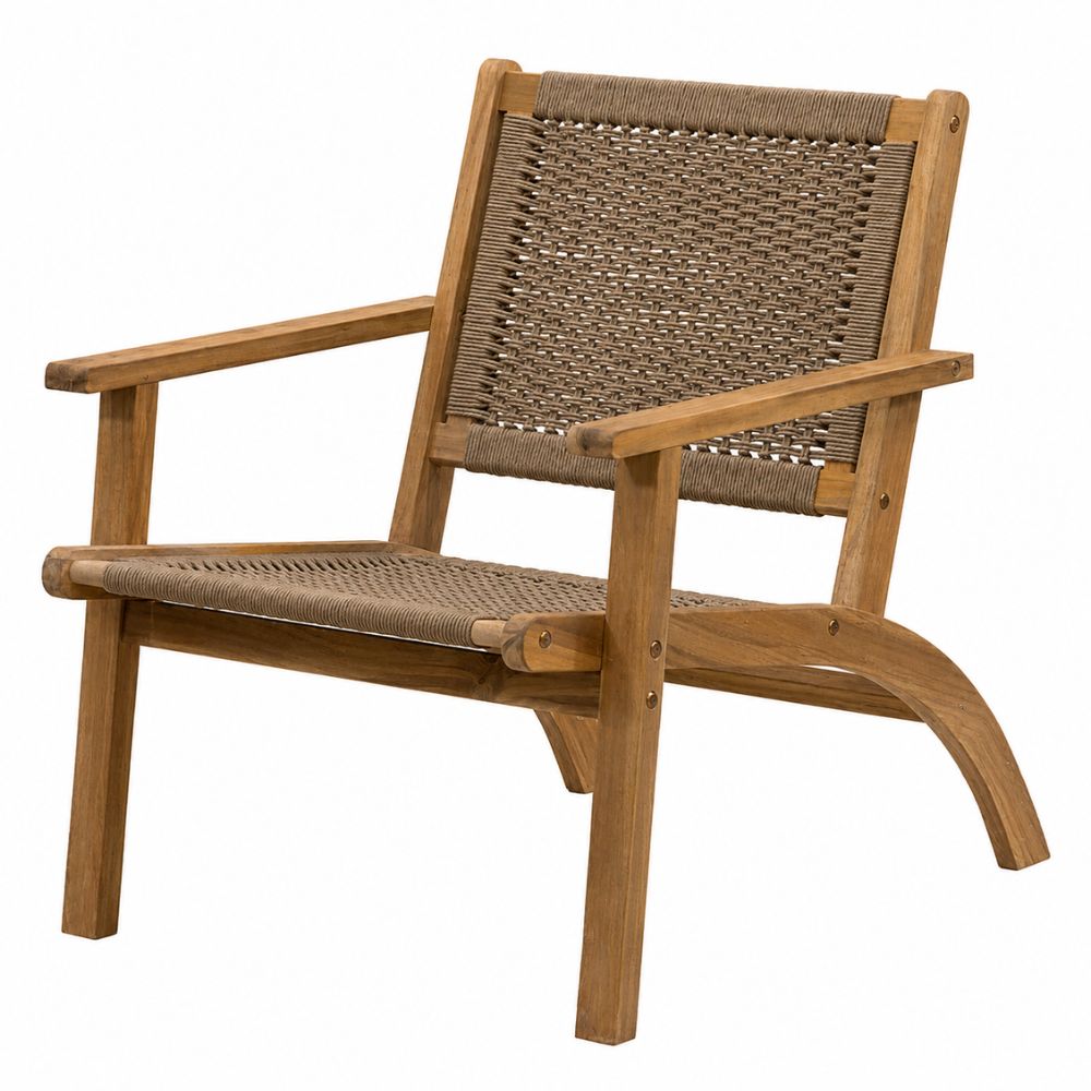 Sillón de Terraza para Cafetería - NOGAL BEAT NOA - Varios Colores - Madera de Acacia y Cuerda - SILLÓN NOA Beige - CAMCO - NOGAL BEAT - Sofá de Terraza