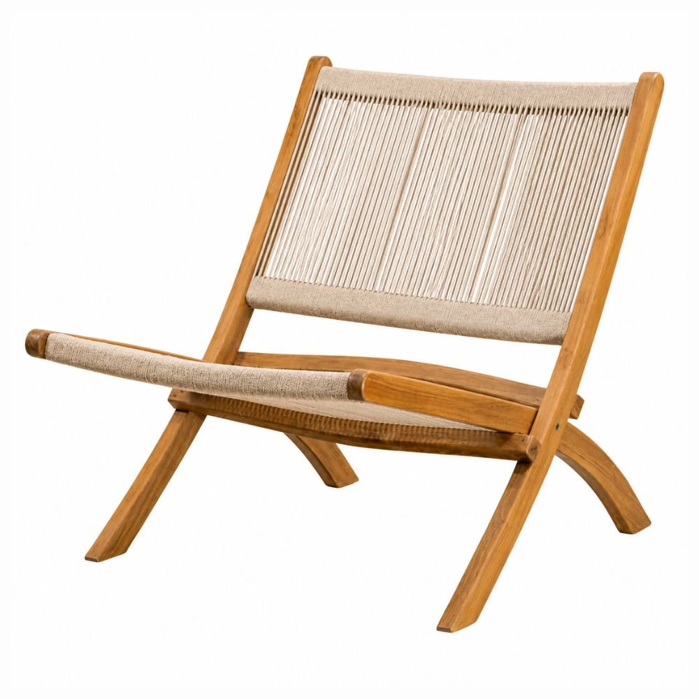 Sillón de Terraza para Hotel - NOGAL BEAT FOLDING - Beige - Madera Teca y Cuerda - SILLÓN FOLDING Beige - CAMCO - NOGAL BEAT - Sofá de Terraza