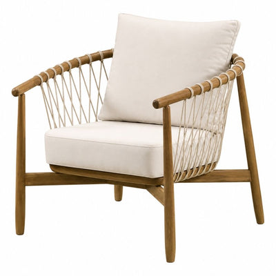 Sillón de Terraza para Restaurante - NOGAL BEAT CROSS - Varios Colores - Teca, Tela y Cuerda - SILLÓN CROSS Beige - CAMCO - NOGAL BEAT - Sofá de Terraza