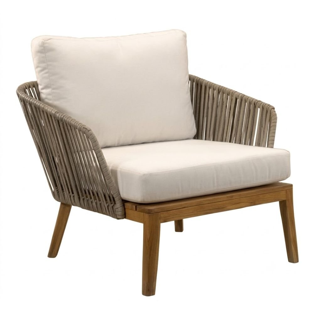 Sillón de Terraza para Zona de Jardín - NOGAL BEAT FERMANAG - Banana - Teca Aluminio y Polyrattan SunyGuard - SILLÓN FERMANAG Banana - CAMCO - NOGAL BEAT - Sofá de Terraza
