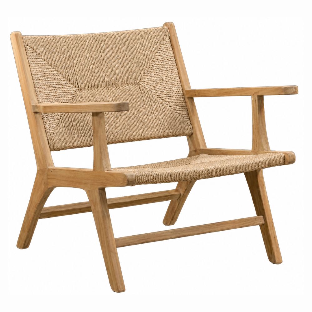 Sillón de Terraza para Zona de Jardín - NOGAL BEAT MALLORCA - Natural - Madera Teca y Polyrattan Tejido Cruzado - SILLÓN MALLORCA Natural Tejido cruzado - CAMCO - NOGAL BEAT - Sofá de Terraza