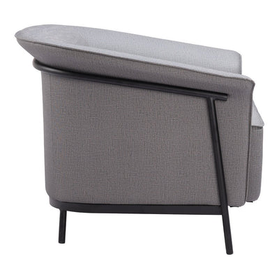 Sillón Ocasional para Recepción - ZUO BURRY - Gris Pizarra - Asiento y Respaldo Tapizados en Lino Sintético - 110116 - Zuo - NOGAL BEAT - Sillón Ocasional