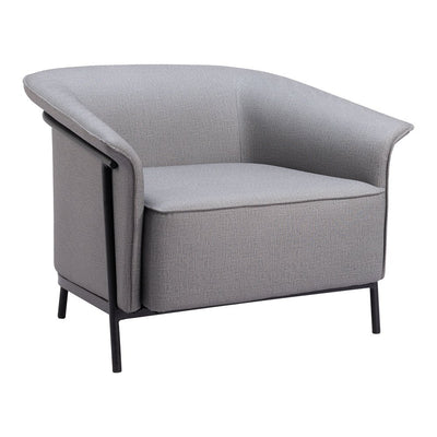 Sillón Ocasional para Recepción - ZUO BURRY - Gris Pizarra - Asiento y Respaldo Tapizados en Lino Sintético - 110116 - Zuo - NOGAL BEAT - Sillón Ocasional