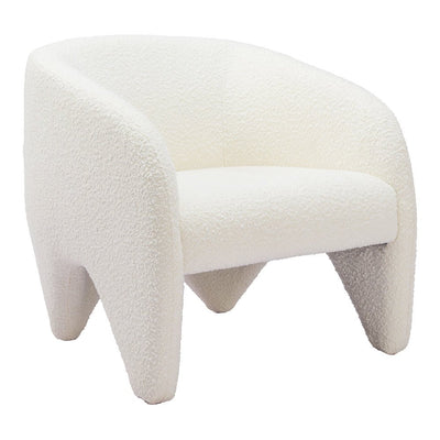 Sillón Ocasional para Recepción - ZUO LOPTA - Blanco - Asiento y Respaldo Tapizados en Tela Tipo Borrego - 110279 - Zuo - NOGAL BEAT - Sillón Ocasional