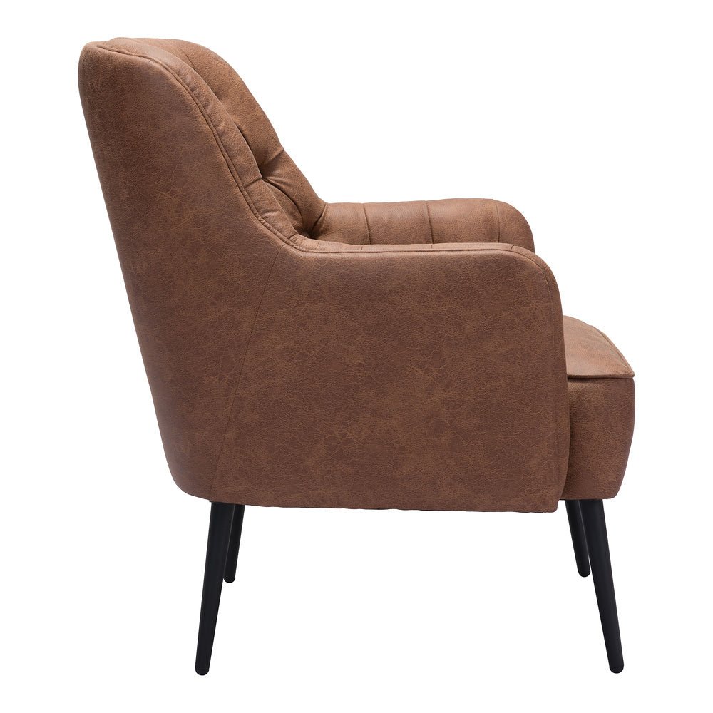 Sillón Ocasional para Recepción - ZUO TASMANIA - Varios Colores - Asiento y Respaldo Tapizados en Piel Sintética - 109053 - Zuo - NOGAL BEAT - Sillón Ocasional