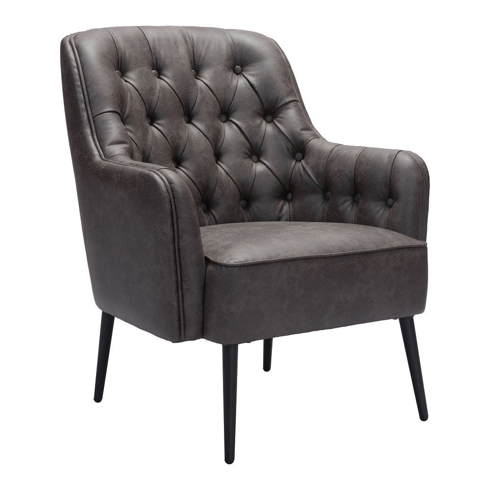 Sillón Ocasional para Recepción - ZUO TASMANIA - Varios Colores - Asiento y Respaldo Tapizados en Piel Sintética - 109054 - Zuo - NOGAL BEAT - Sillón Ocasional