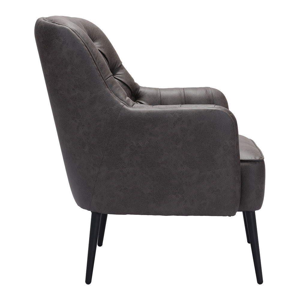 Sillón Ocasional para Recepción - ZUO TASMANIA - Varios Colores - Asiento y Respaldo Tapizados en Piel Sintética - 109054 - Zuo - NOGAL BEAT - Sillón Ocasional