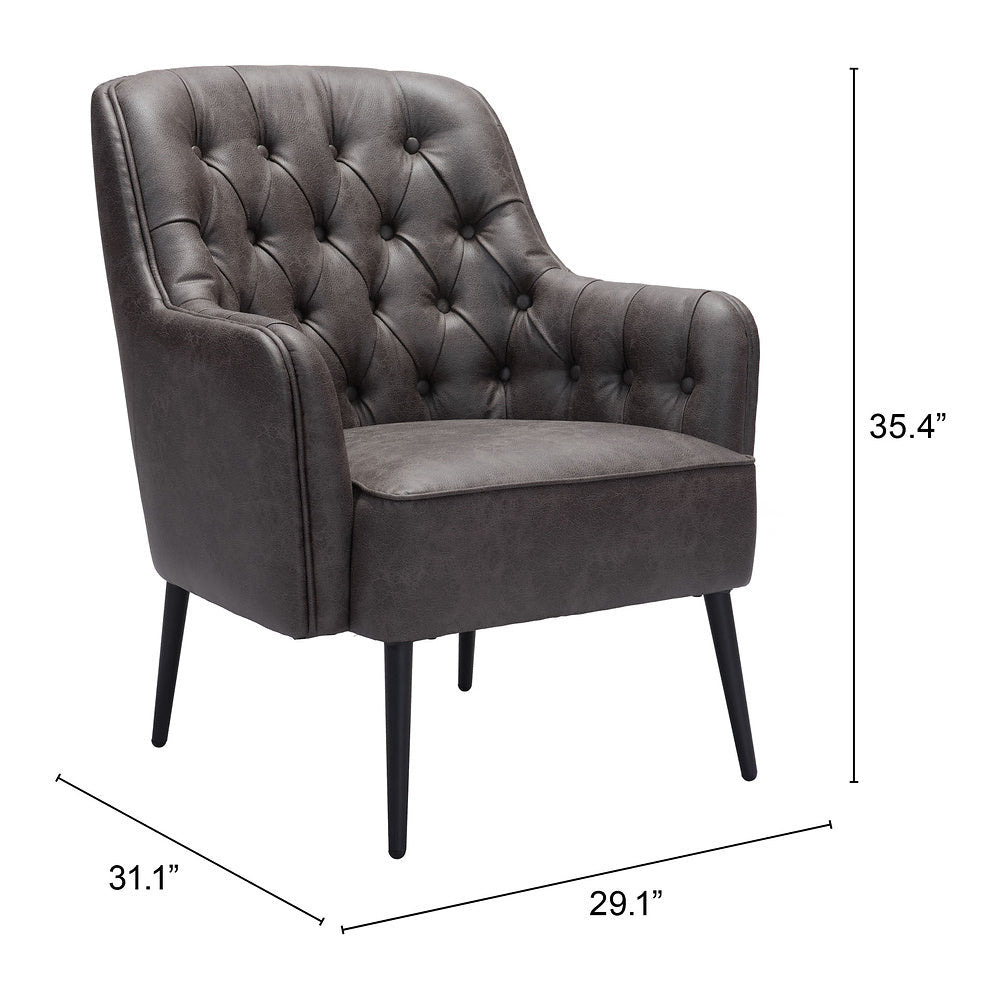 Sillón Ocasional para Recepción - ZUO TASMANIA - Varios Colores - Asiento y Respaldo Tapizados en Piel Sintética - 109054 - Zuo - NOGAL BEAT - Sillón Ocasional